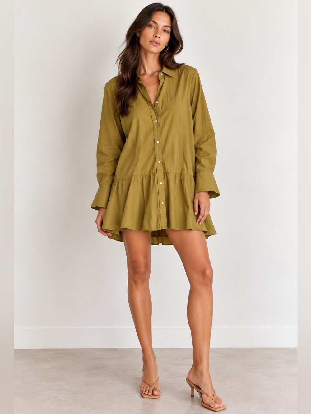 Free People All For You Shirt Dress In Mustard Yellow Size XS
